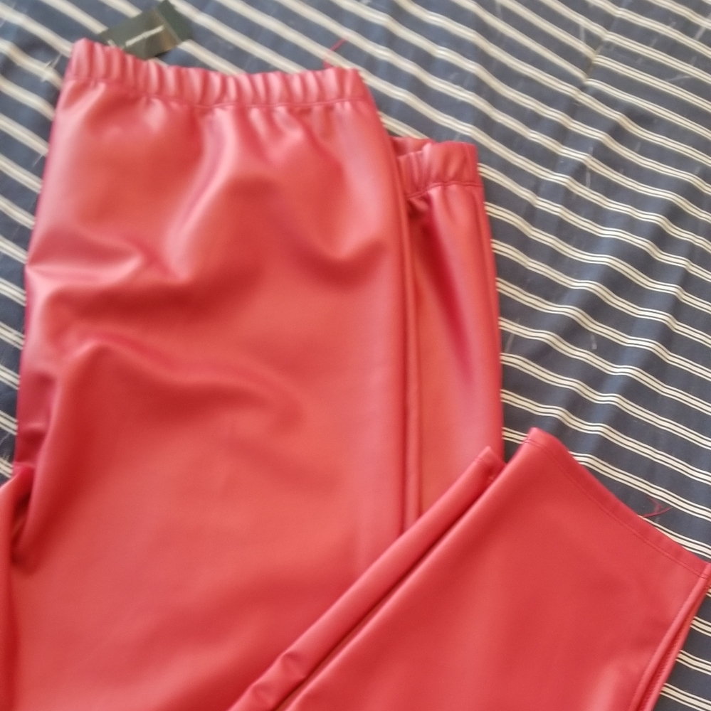 Red leather boot cut pants Size 30. Plus Size